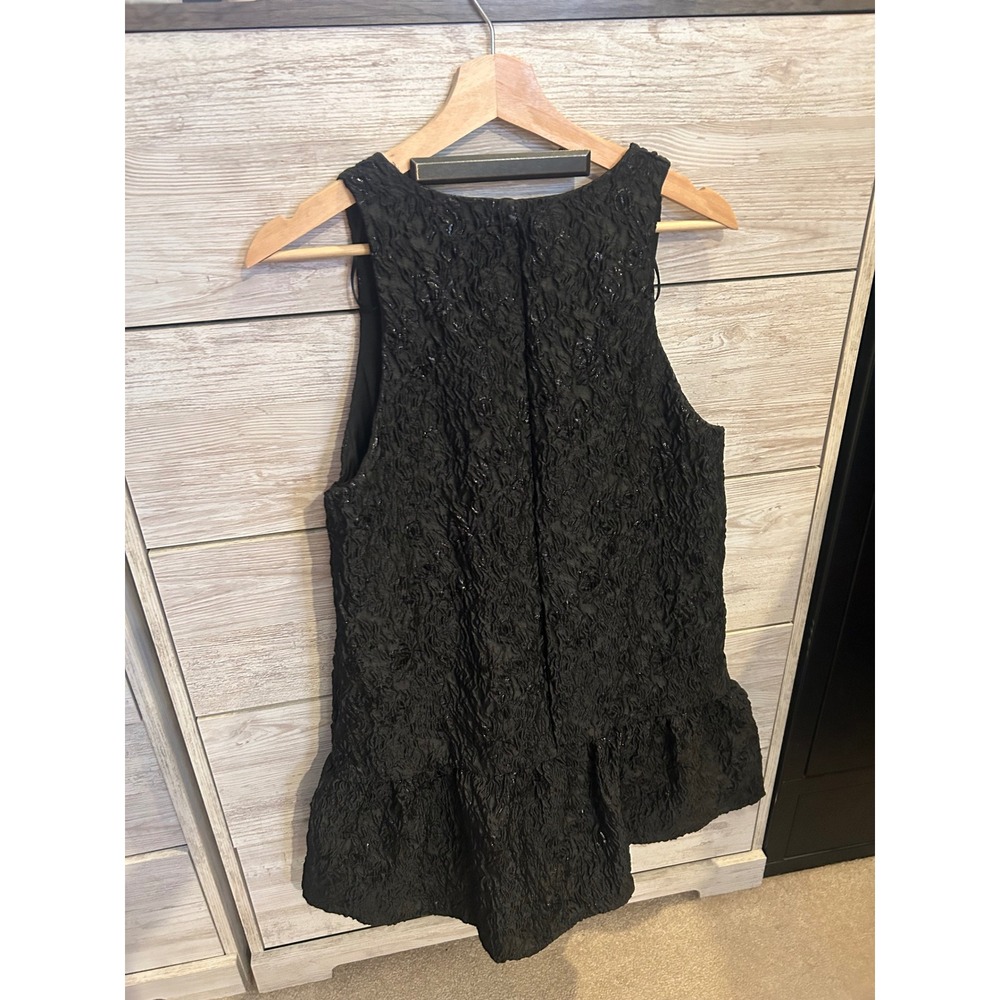HM Black Jacquard Weave Bubble Hem V-Neck Sleeveless Dress Small NWT - Picture 6 of 6